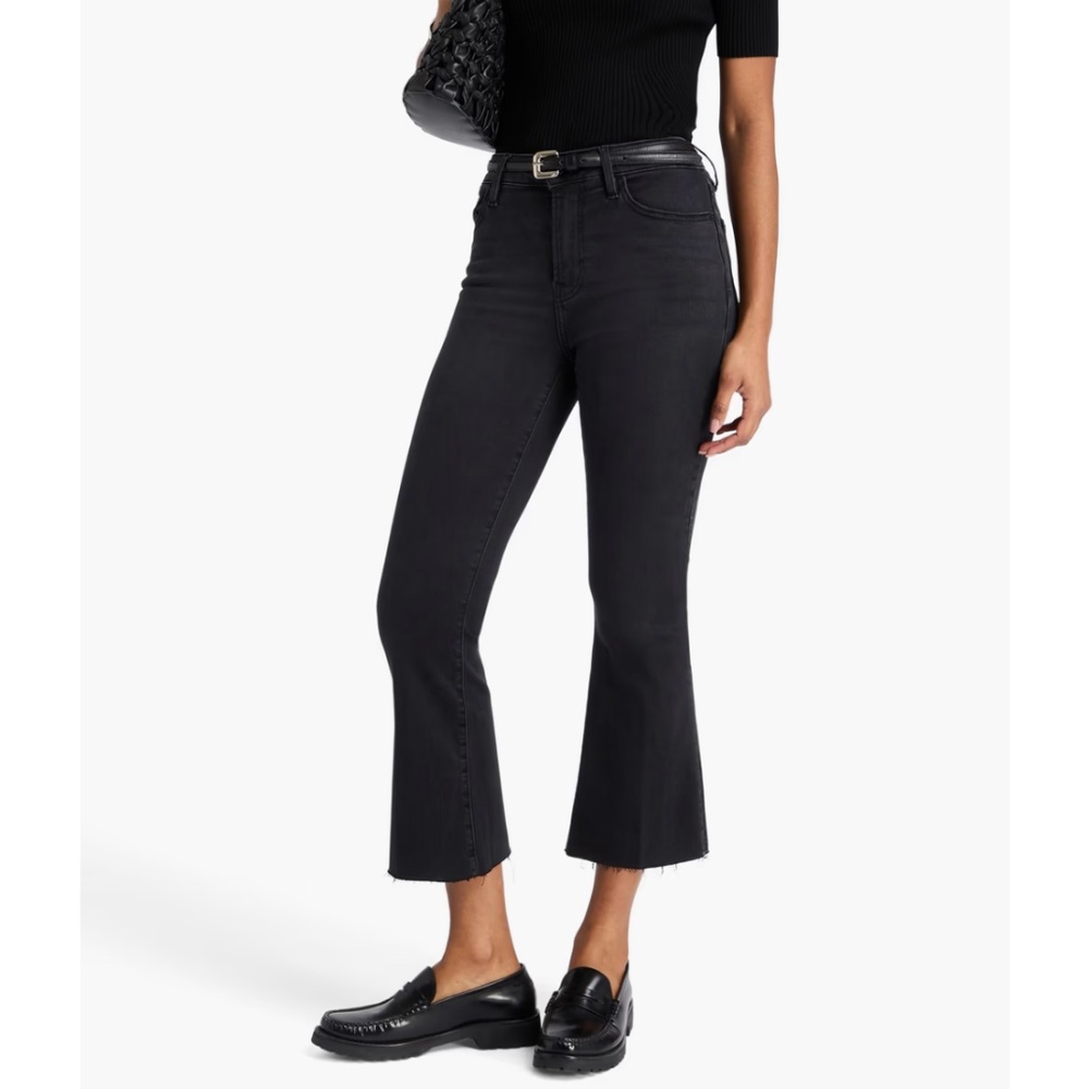 Frame Jeans Le Crop Mini Boot Raw Hem Washed Black Size 27